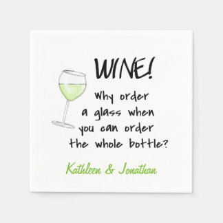 Name Personalised White Wine Funny Word Design Art Napkin
