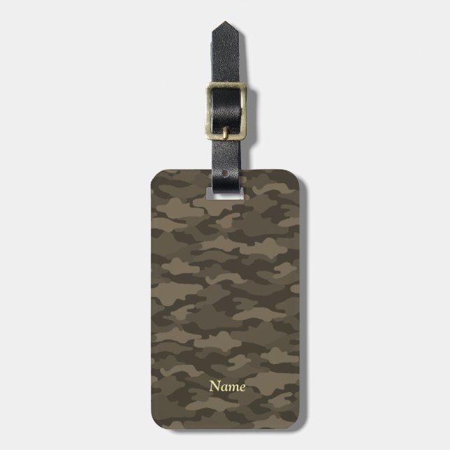 Name Phone Customization Camouflage Sepia Luggage Tag (Front Vertical)