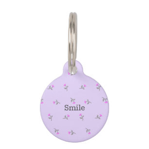 Name Phone Number Custom Wild Rose (Lavender) Pet  Pet Tag