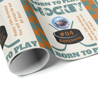 Name Photo Age Jersey Number Sentiment Hockey Wrapping Paper