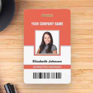Name Photo Logo Barcode Corporate Employee ID Card Badge