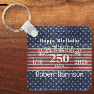Name, Photo or Logo Happy Birthday America Key Ring