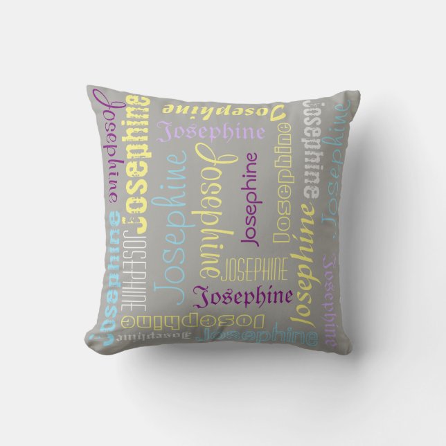 Name  Pillow Personalised Colours  and Fonts (Front)