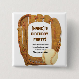 Name Pin Favours for Baseball Party Birthday