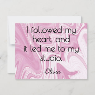 Name, Pink and White Marbled Ink All-Occasion Flat Card