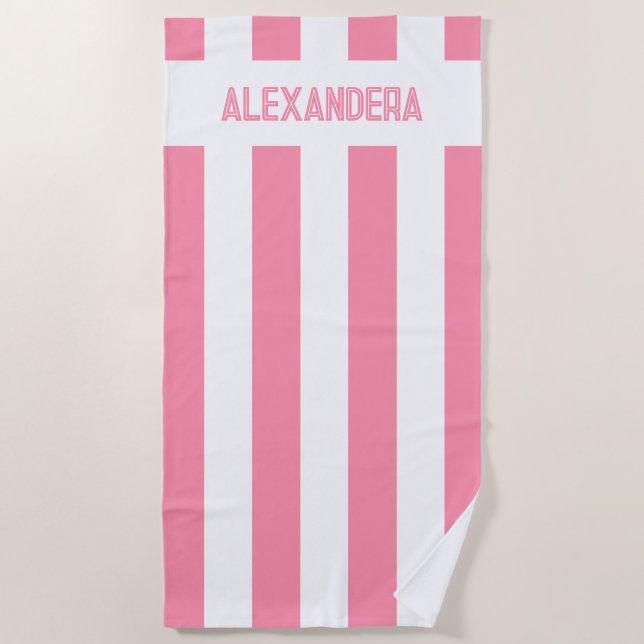 Name Pink Bachelorette Bridesmaid  Beach Towel (Front)
