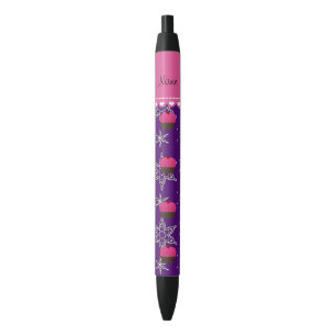 Name pink cupcake indigo purple silver snowflakes black ink pen