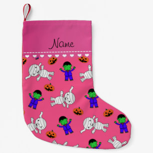 Name pink frankenstein mummy pumpkins small christmas stocking