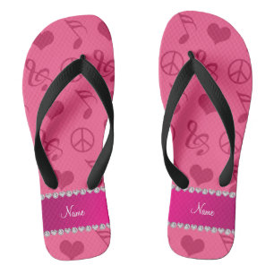 Name pink music notes hearts peace sign jandals