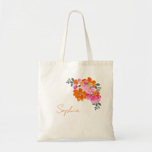 Name Pink Orange Bridal Shower Bachelorette Favour Tote Bag
