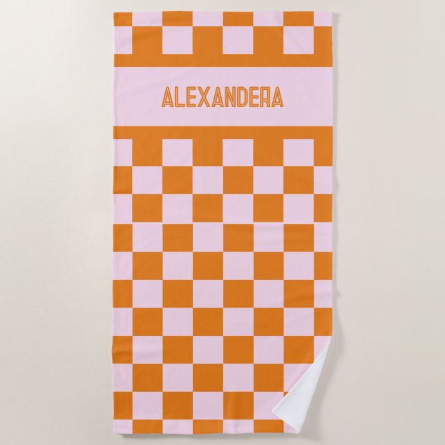 Name Pink Orange Sunset Bachelorette Beach Towel (Front)