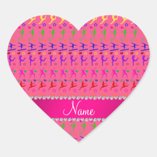Name pink rainbow gymnastics hearts stars heart sticker