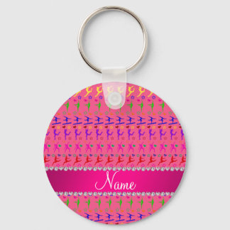 Name pink rainbow gymnastics hearts stars key ring