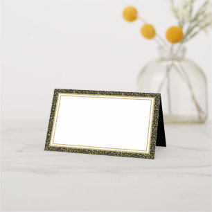 Name Place Card-Black & Gold Glitter Card