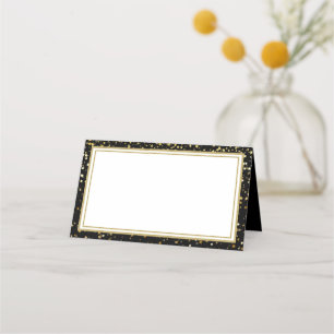 Name Place Card-Black & Gold Stars Card