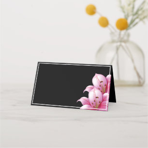 Name Place Card-Pink Lilies Place Card