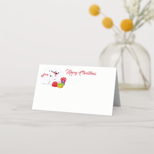 Name Place Card-Polar Bears Card (Front)