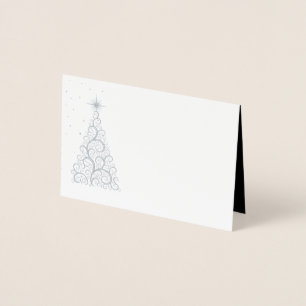 Name Place Card SLVR Foiled ChristmasTree & Stars