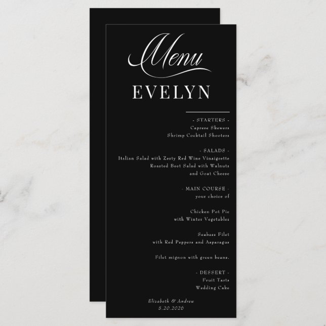 Name Place Card | Wedding Menu (Front/Back)