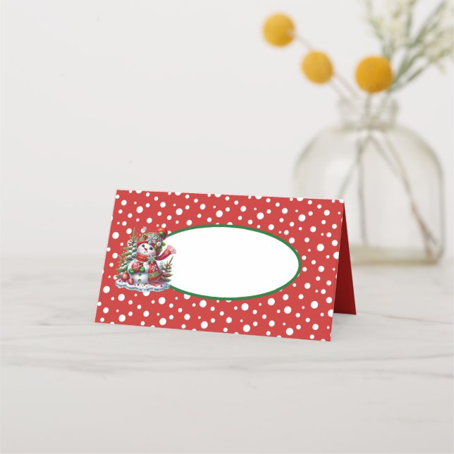 Name Place Cards-Christmas Snowman Card (Front)