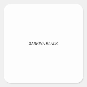 Name Plain Modern Minimalist Simple White Square Sticker