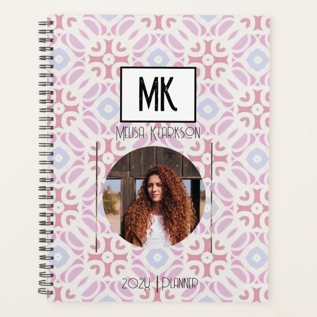 Name Planner with Photo on Grunge Pattern (Front)