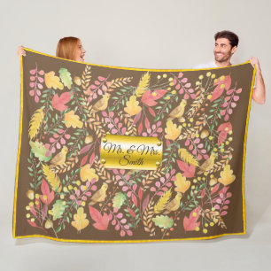 Name Plate Autumn Watercolor Personalised Fleece Blanket