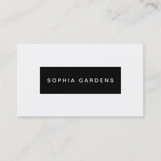 Name Plate - Black with White Business Card (Front)