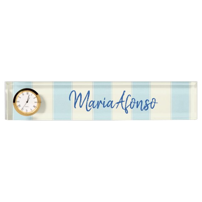 Name Plate Blue Beige Stripe (Front)