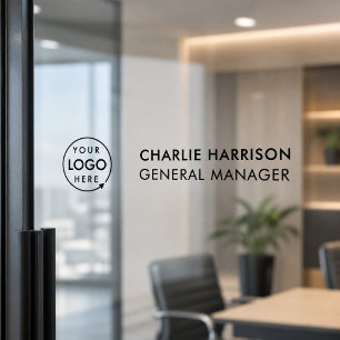 Name Plate Glass Door Business Logo Transparent