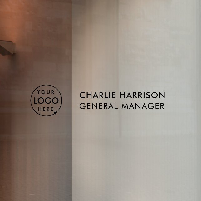 Name Plate | Glass Door Business Logo Transparent (Company branded nameplate window cling signs for small business premises & office signage.)