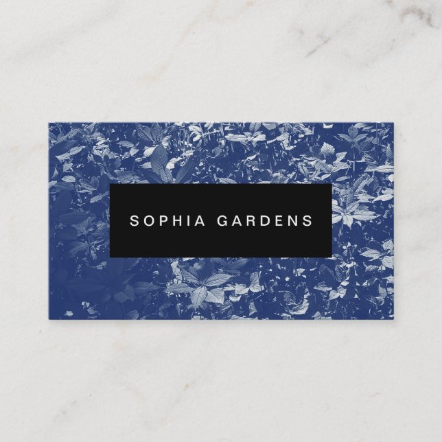 Name Plate - Plants - Cyanotype Style Business Card (Front)