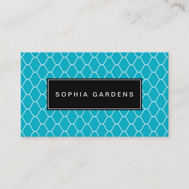 Name Plate v2 - Amime Pattern - Aqua Business Card (Front)
