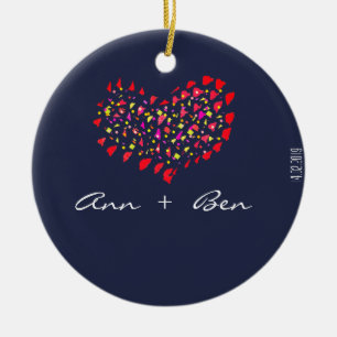 Name Plus Red Heart Date Ornament