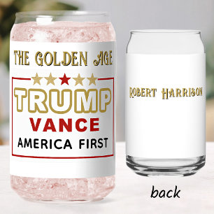 Name, President Trump 2025 The Golden Age 16oz. Can Glass