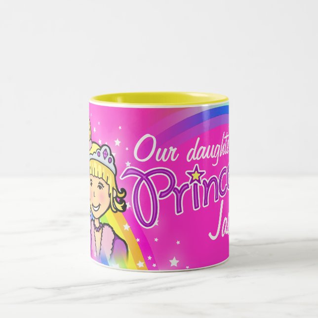 Name princess girls rainbow pink mug (Center)