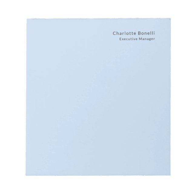Name Professional Modern Minimalist Blue  Notepad (Front)