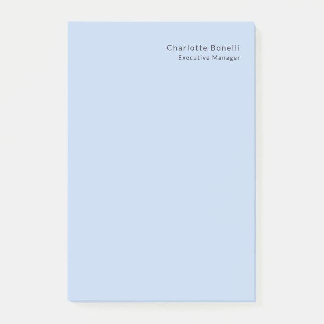 Name Professional Modern Minimalist Blue  Post-it Notes (Front)