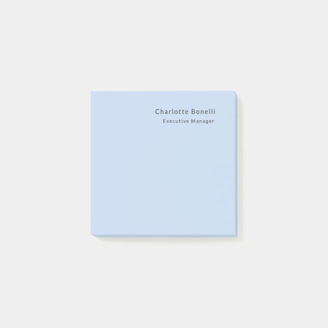 Name Professional Modern Minimalist Blue  Post-it Notes (Front)