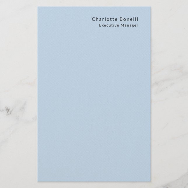 Name Professional Modern Minimalist Blue  Stationery (Front)