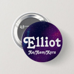Name ___ + Pronouns Customisable Galaxy 6 Cm Round Badge