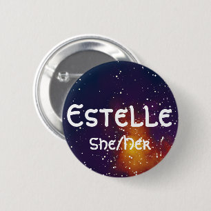 Name ___ + Pronouns Customisable Galaxy 6 Cm Round Badge