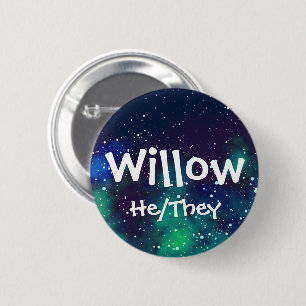 Name ___ + Pronouns Customisable Galaxy 6 Cm Round Badge