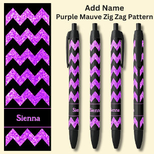 Name Purple Mauve Zig Zag on Black Ink Pen