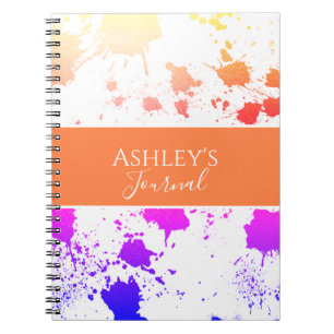Name Purple Orange Paint Splash Abstract Journal