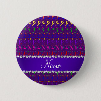 Name purple rainbow gymnastics hearts stars 6 cm round badge