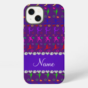 Name purple rainbow gymnastics hearts stars iPhone 13 case
