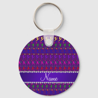 Name purple rainbow gymnastics hearts stars key ring