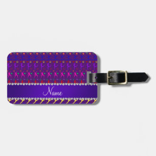 Name purple rainbow gymnastics hearts stars luggage tag