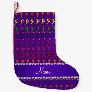 Name purple rainbow gymnastics hearts stars small christmas stocking